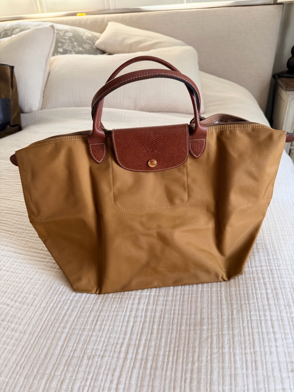 Longchamp Le Pliage Original Medium Tote in fawn/gold - Picture 2 of 10